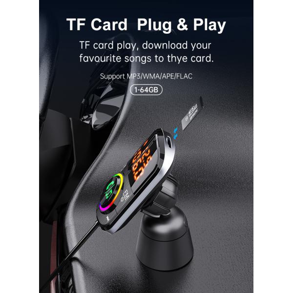 Car Air Vent Mount Bluetooth FM Transmitter PD QC USB Charger