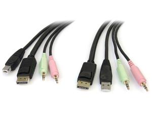6ft 4in1 USB DisplayPort KVM Switch Cable w/ Audio & Microphone