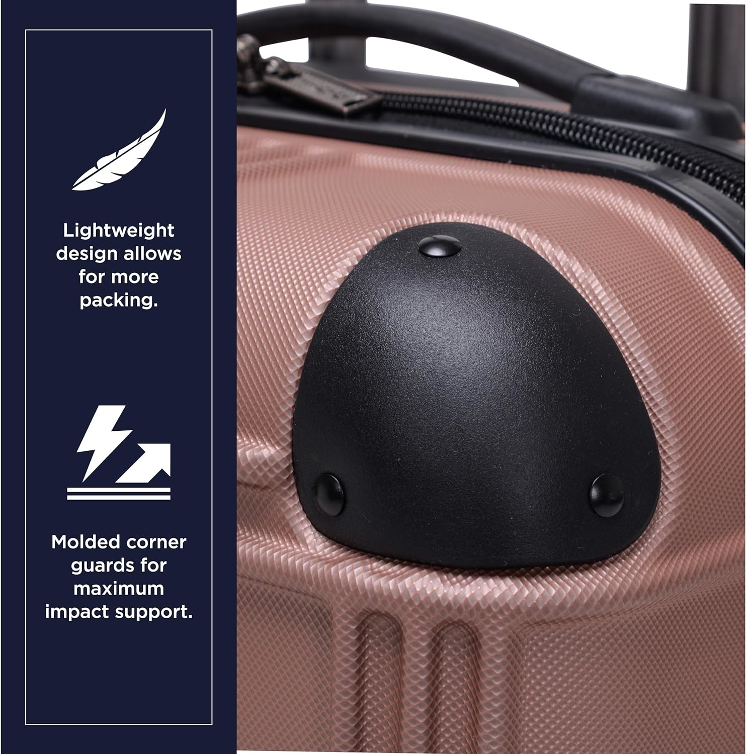 Lightweight Hardside 4-Wheel Spinner Travel Luggage, Rose Gold, 24-Inch Checked