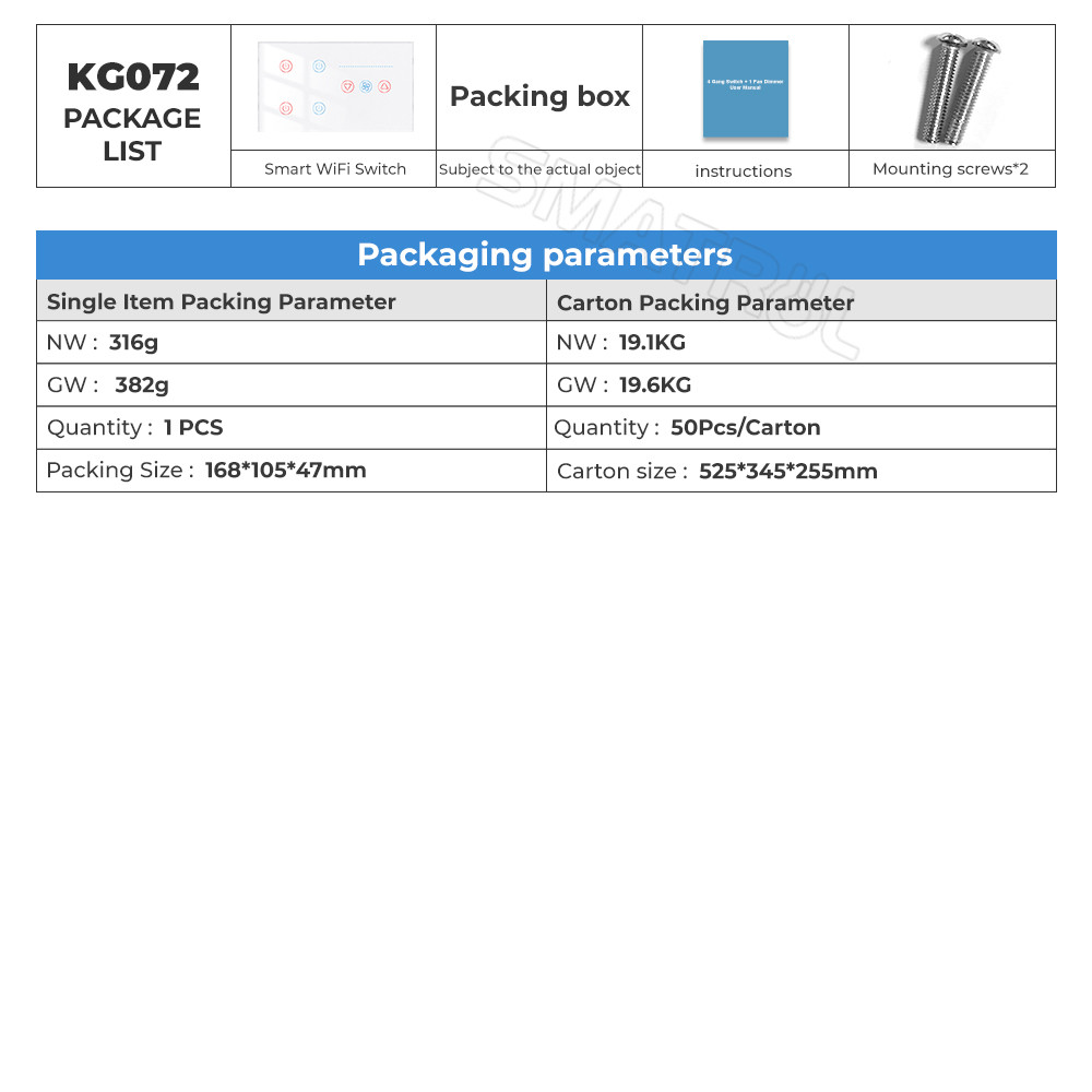 Tuya WiFi Smart Light 4 gang Switch Ceiling Fan Speed Control​​ Timer Voice Power Monitor Support Alexa Google Home Tmall Genie 100-240V
