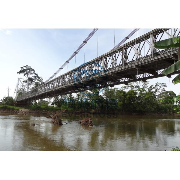 Simple Structure Steel Cable Suspension Bridge OEM For Longest Spans River