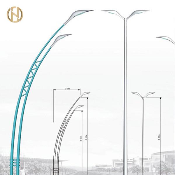 Quality 3-12M Conical Shape Street Light Pole Q345B Steel Pole With Double Arm for sale