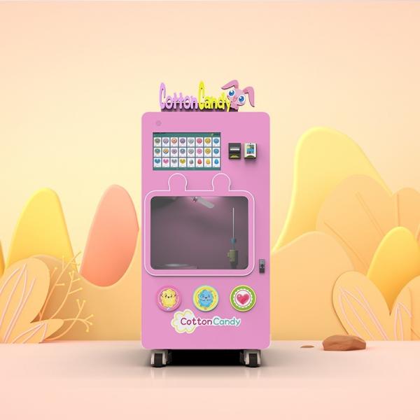 Quality Pink Fully Automatic Smart Fairy Floss Machine 1800mm High Candy Floss Vending Machine for sale