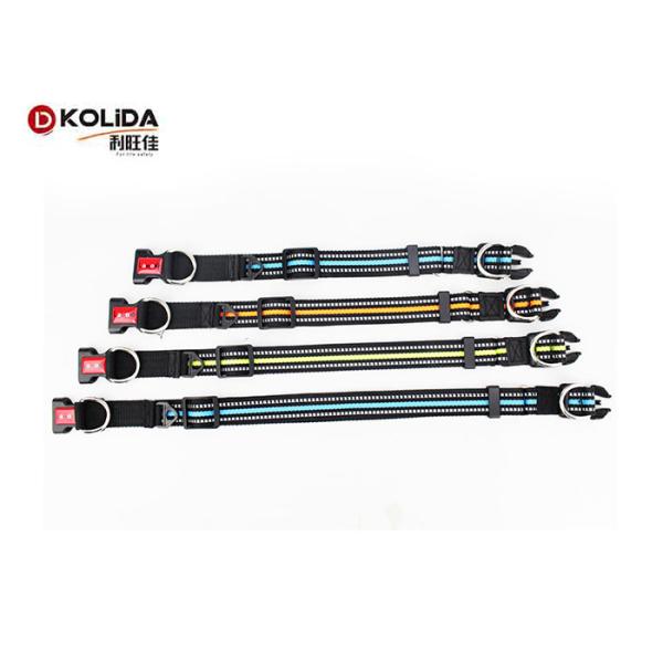 Reflective 3M Line Reflective Dog Collars Strong Double D Ring Nylon Clip