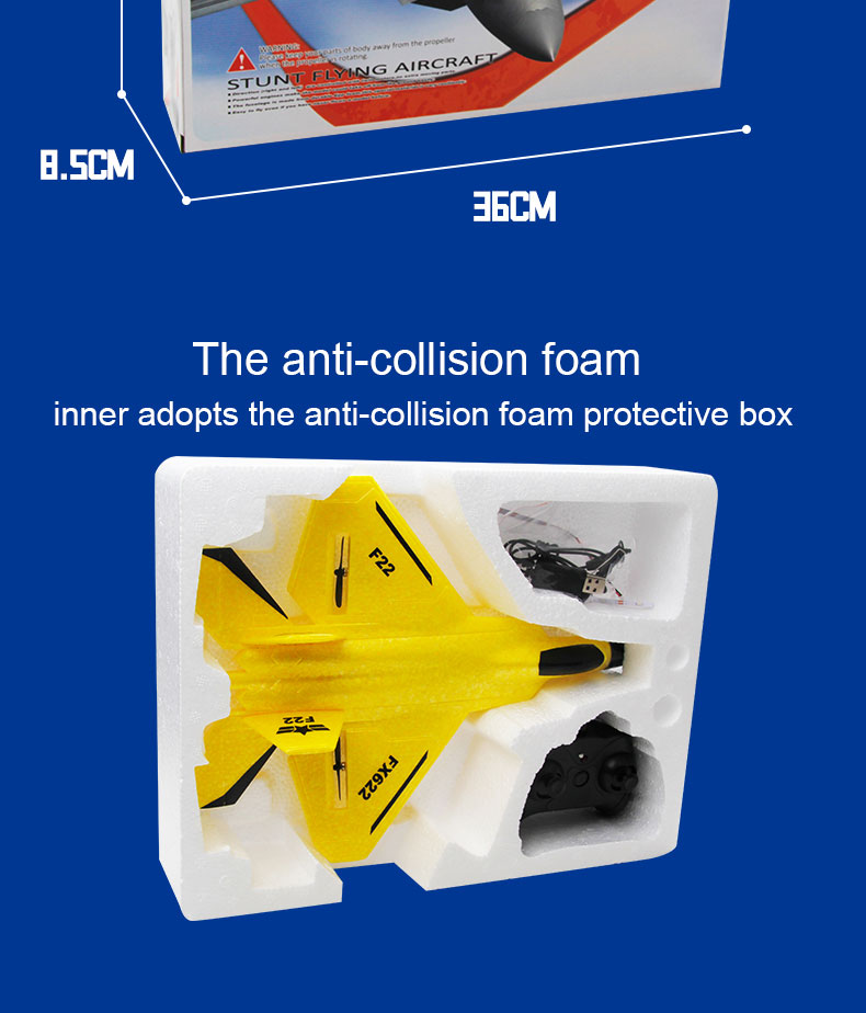 FX622 RC Plane Remote Control Aircraft F22 Model Toy Small Foam Glider With Lights Fighter for Upgrade 2.4GHz Frequency