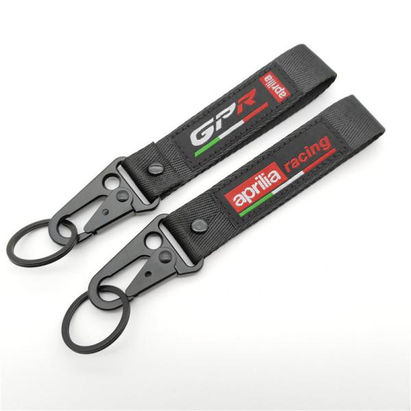 Quality Customizable Aprilia Racing Keychain - Durable Textile Strap with Reinforced Metal Hook for Motorcycle Enthusiasts for sale