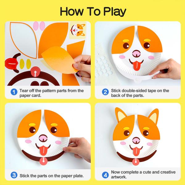 Quality 5 PCS DIY Disposable Animal Paper Plate Craft Kit For Holiday And Party for sale
