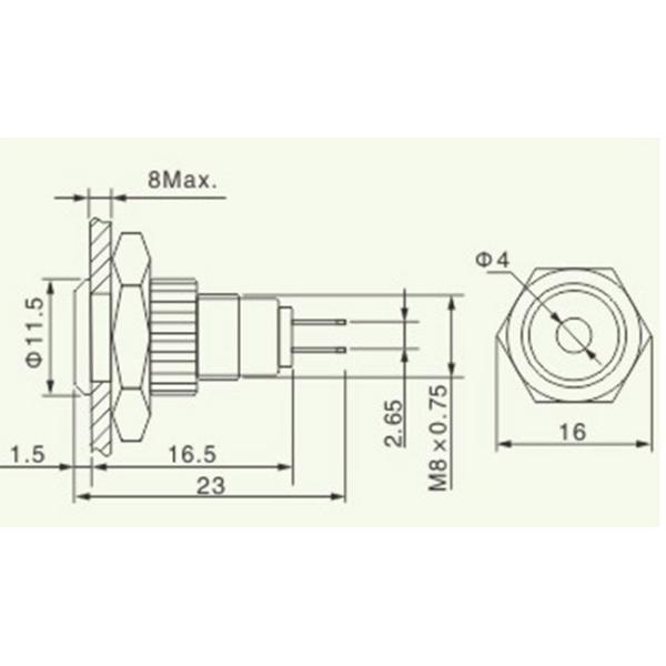 22mm 220V Nickel Palted Brass Panel Mount LED Power Indicator