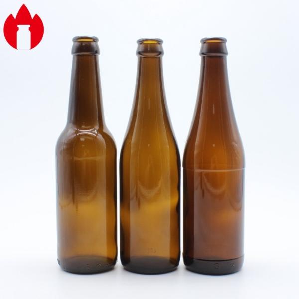 Quality 330ml Amber Beer Glass Bottle Soda Lime Glass for sale