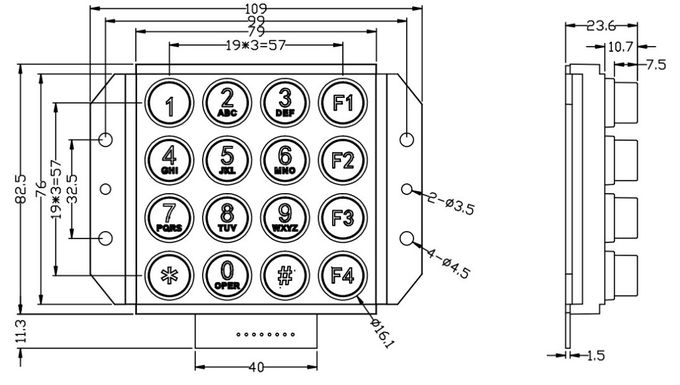 Zinc Alloy Custom Keyboard Pad Transparent Button Password Lock For Public Telephone
