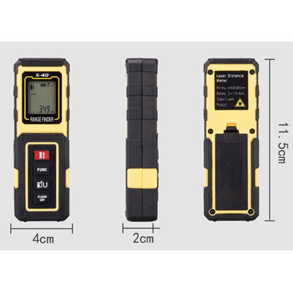Yellow Small Laser Distance Meter Accuracy 40m Handheld Laser Distance Measurer