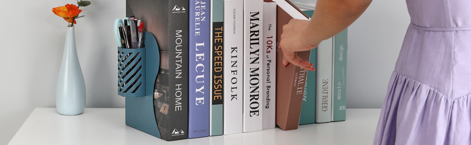 Adjustable 20 inches Desk Magazine File Organizer Holder Metal Bookends for Office Books Papers