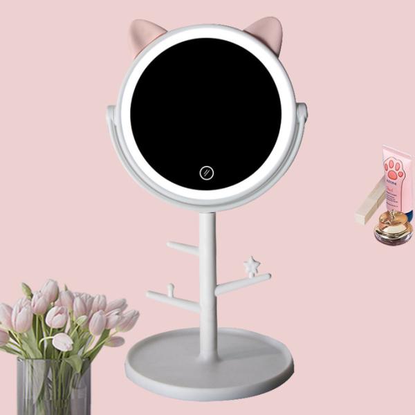 6 Inches Simple Makeup Mirror with Adjustable Angle and Convenient Built in Tray