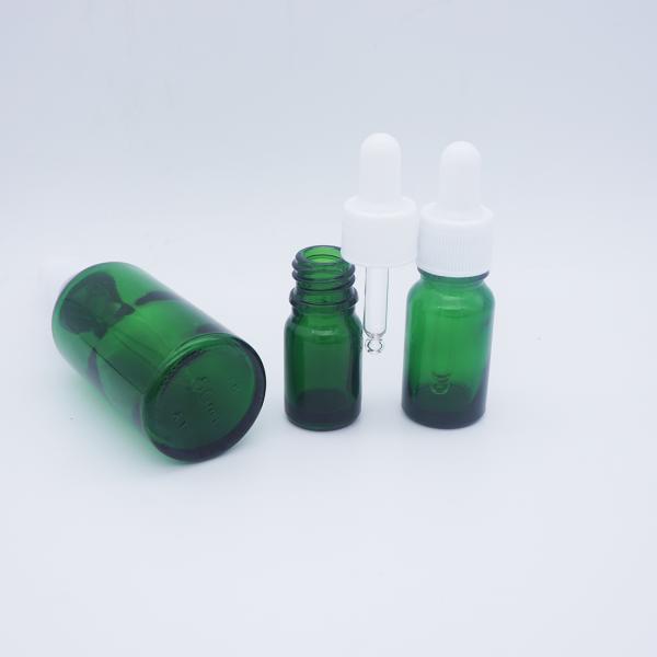 Hot Stamping 10 Ml Glass Bottles With Dropper Caps / Black Dropper Lid
