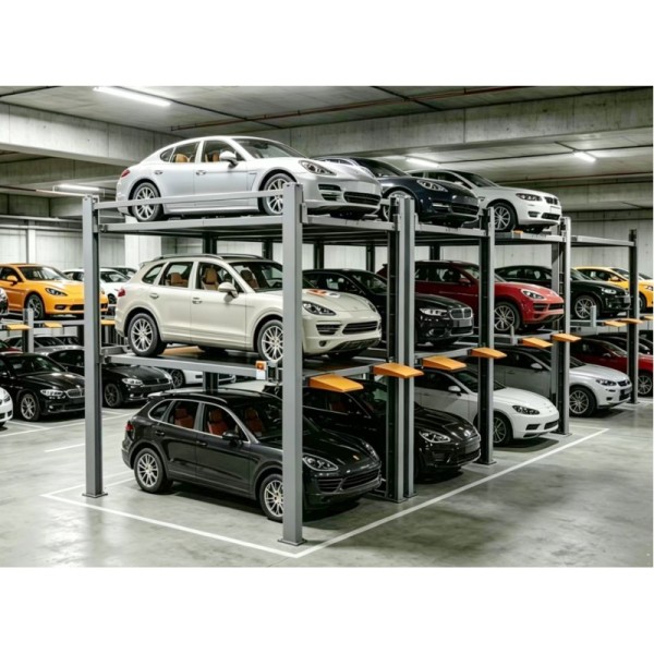 Stable 4 Post Triple Stacker Car Parking Lift With Standard Hydraulic Power Pack China Manufacturer