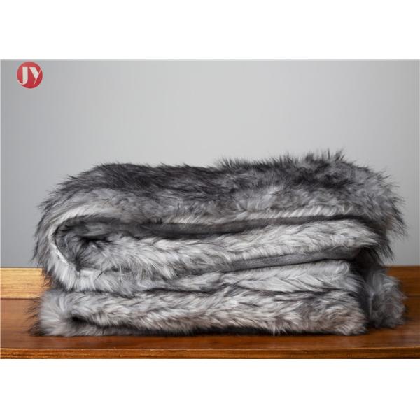 Gray Cutting groove Faux Fur Weighted Blanket , Faux Coyote Fur Blanket 80''X60'' Optional Color