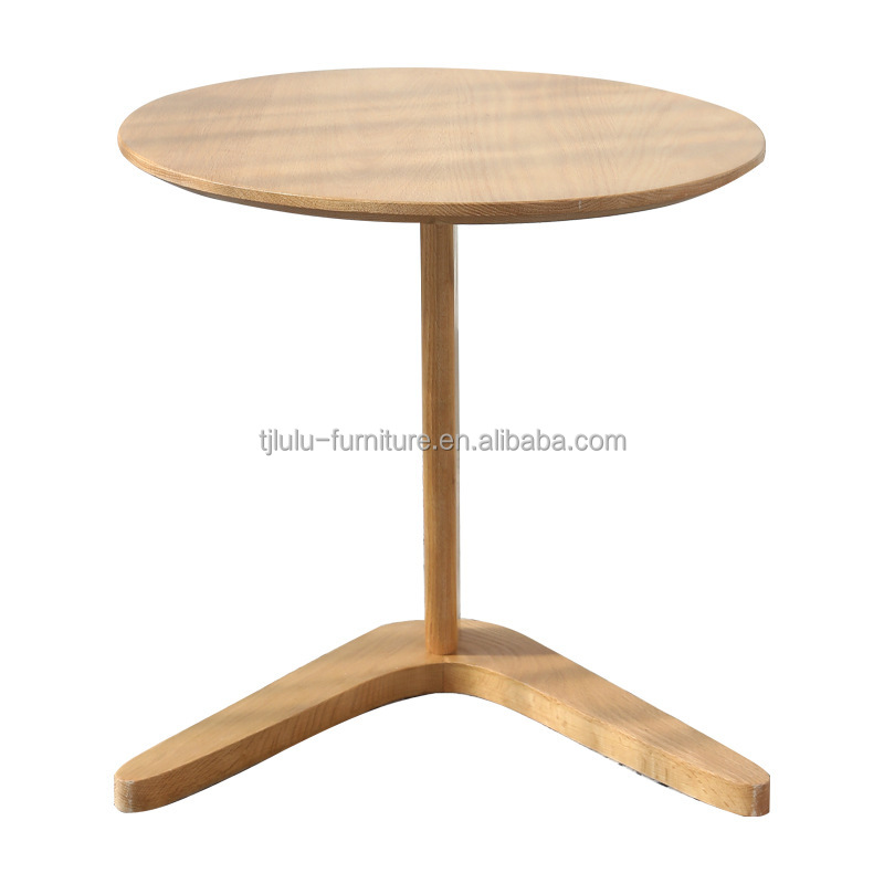 Living Room Furniture Modern Round End Coffee Table with Solid Wood Base