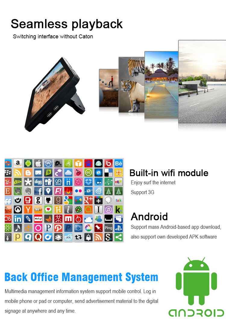 10.1 Inch 4G Wifi Taxi Monitor Display With Camera Body Sensor