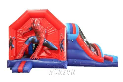 Quality Spider Man Trampoline Inflatable Bounce House With Slide For Amusement Park for sale