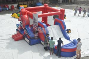 China Spiderman Bouncy Castle , Round Inflatable Bouncer Combo With Slide on sale