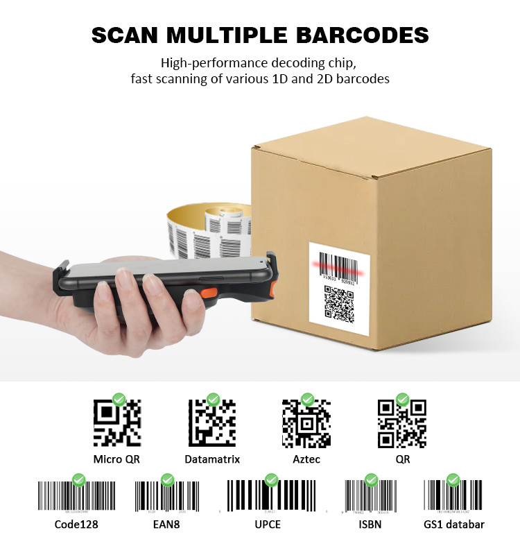 Wireless Barcode Scanner Bluetooth 1d 2d Qr Code Phone Back Clip Android Bar Code Reader Handheld Barcode Reader