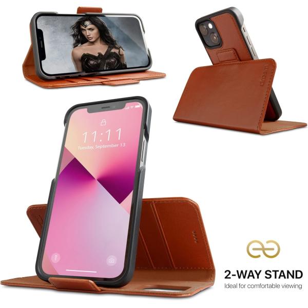 iPhone 13 Wallet case / 2-in-1 shock case and detachable vegan leather set, MagSafe compatible, RFID-protected