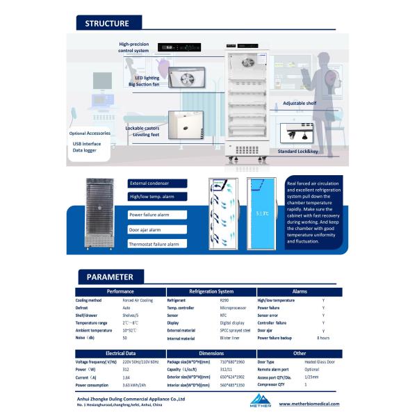 312L Medical Refrigerator Reliable Cold Storage For Pharmaceuticals