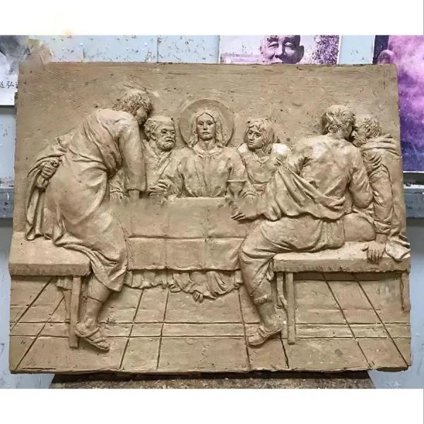 Home Religion Metal Bronze Relief Sculpture Jesus And Disciples