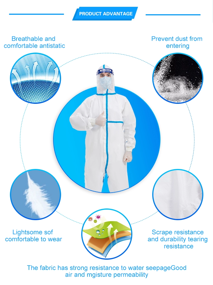 Anti Bacterial Disposable Protective Coverall With collar S-4XL