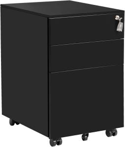 Locking File Cabinet 3 Drawer Rolling Metal Mobile File Cabinet