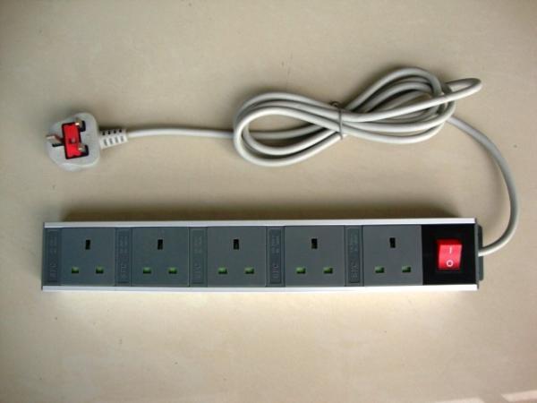 Quality 5 Outlet European Power Strip With Extension Cords , Flat Plug Power Strip 250V for sale