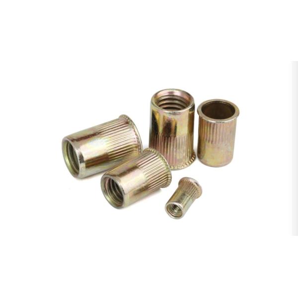 Yellow Chromate Plated M12 Rivet Nut , Metric Knurled Insert Nut