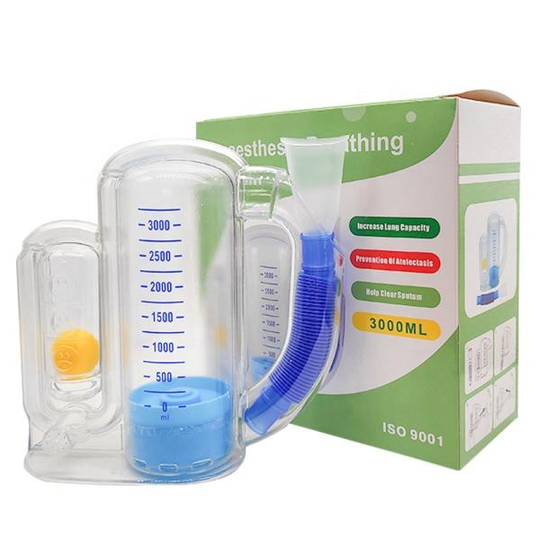 Breath Measurement System Breathing Lung Exerciser With Handle 5000 Volumetric Exerciser