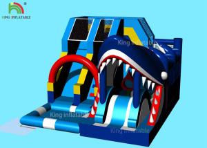 China Blue Sharp Model Inflatable Slide Bouncer With  Logo Printing 6*5*3.7 M on sale