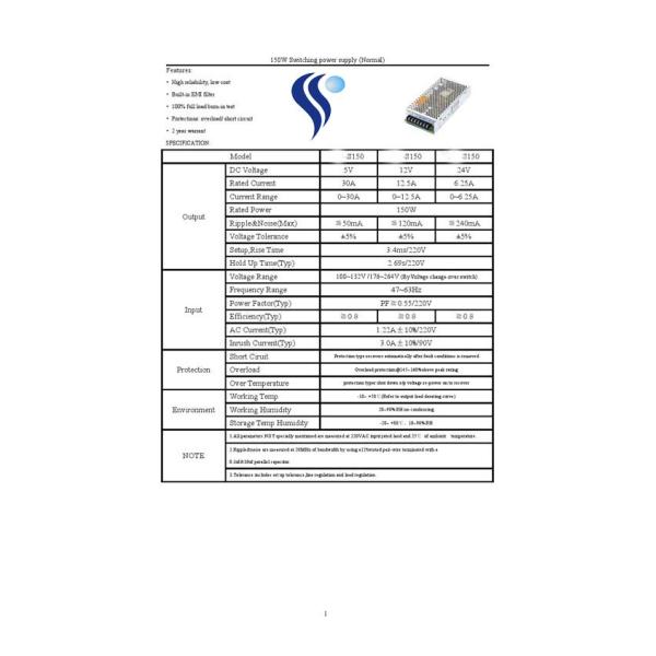 150-12/24/36/48 LED Indoor Switch Power