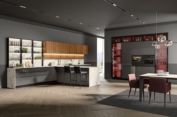 Quality Modern Style Lacquer Kitchen Cabinets Customized With Wine Case for sale