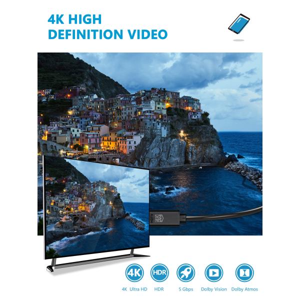 6FT HDMI HDTV Cable USBtype C to 4K HDMI cable