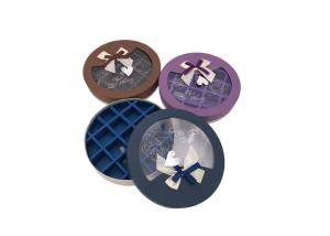 China Blue Brown Chocolate Presentation Box Round Cardboard Gift Boxes wholesale
