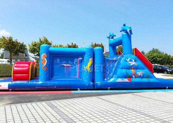 Quality 14 M Long Inflatable Tunnel Outdoor Obstacle Course Equipment Electric Blower for sale