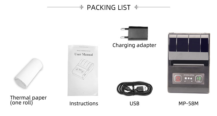 Max. Resolution 203 Dots/line 58mm Wireless Thermal Printer for Taxi Bill Dispensing
