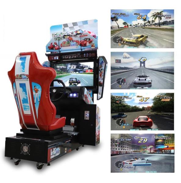 Quality Single Person Coin Operated Car Racing Game Machine With 32inch HD LCD Screen for sale