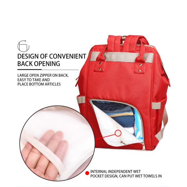 Water Resistant Red 17L Changing Bag Backpack Large Capacity 0.55kg