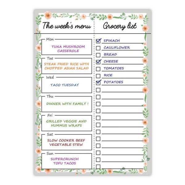 Removable Magnetic Calendar Planner Dry Erase Meal Planning Notepad A5 Custom