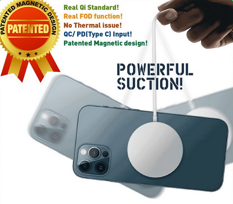 Magnetic Wireless Charger, 15W, Compatible with iPhone 12, Super Thin, MFM Charging,Fast Wireless charger