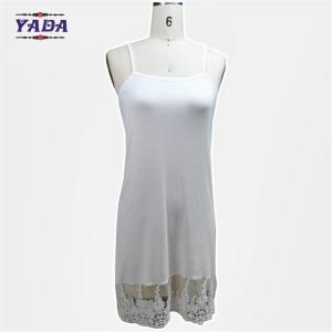China Fashion casual spaghetti strap girls lace slip mature women 100% cotton white dress in cheap price wholesale