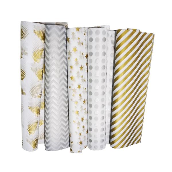 Custom Recycled Materials Golden Printing Foldable Wrapping Tissue Paper for Gift Packaging