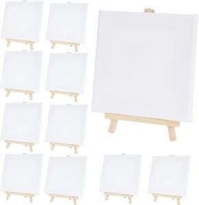 Small Canvas Painting Set For Beginners , Art Stretched Canvases Panels Pack With Easel