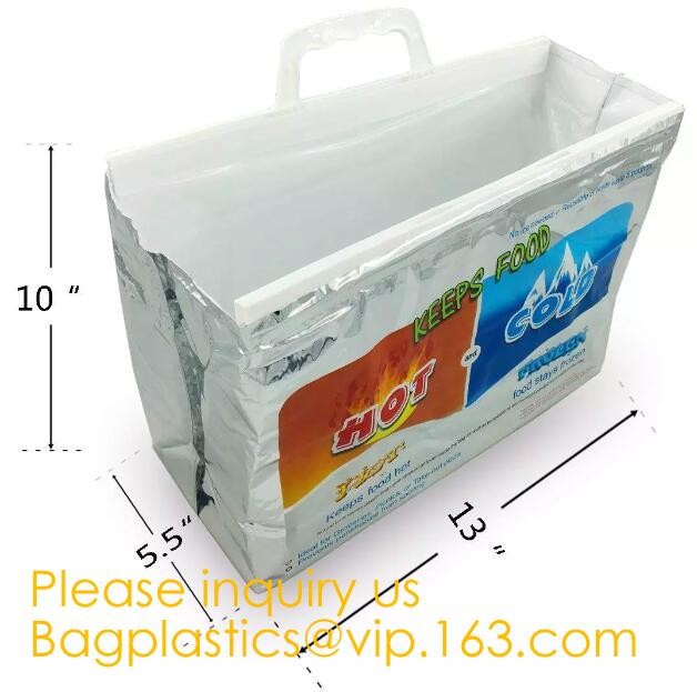 Custom Packing Aluminum Foil Zip-Lock Grocery Handle Thermal Insulation Cooler Bag For Outdoors,Promotional Insulated La