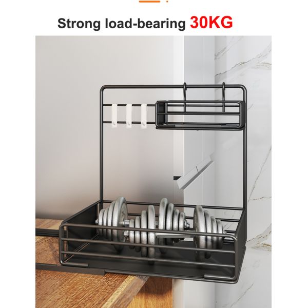 New C Metal Double-layer Home Multifunctional Storage Organizer Bathroom Storage Rack Drawdown Rack for Sink Cabinet