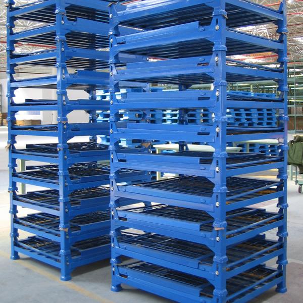 Steel Collapsible Pallet Container , Stackable Rigid Wire Containers With Targets On Feet